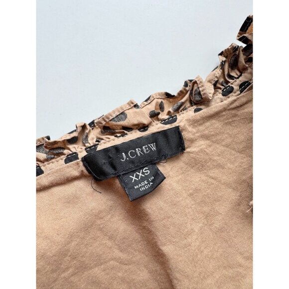 J CREW Leopard Dot Cotton Poplin Ruffle Neck Tiered A-Line Mini Dress, Size XXS - Picture 13 of 16